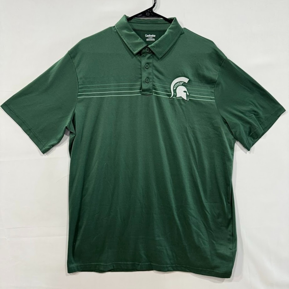 Michigan State Spartans Polo Shirt Mens L Green Embroidered Logo Captivating MSU